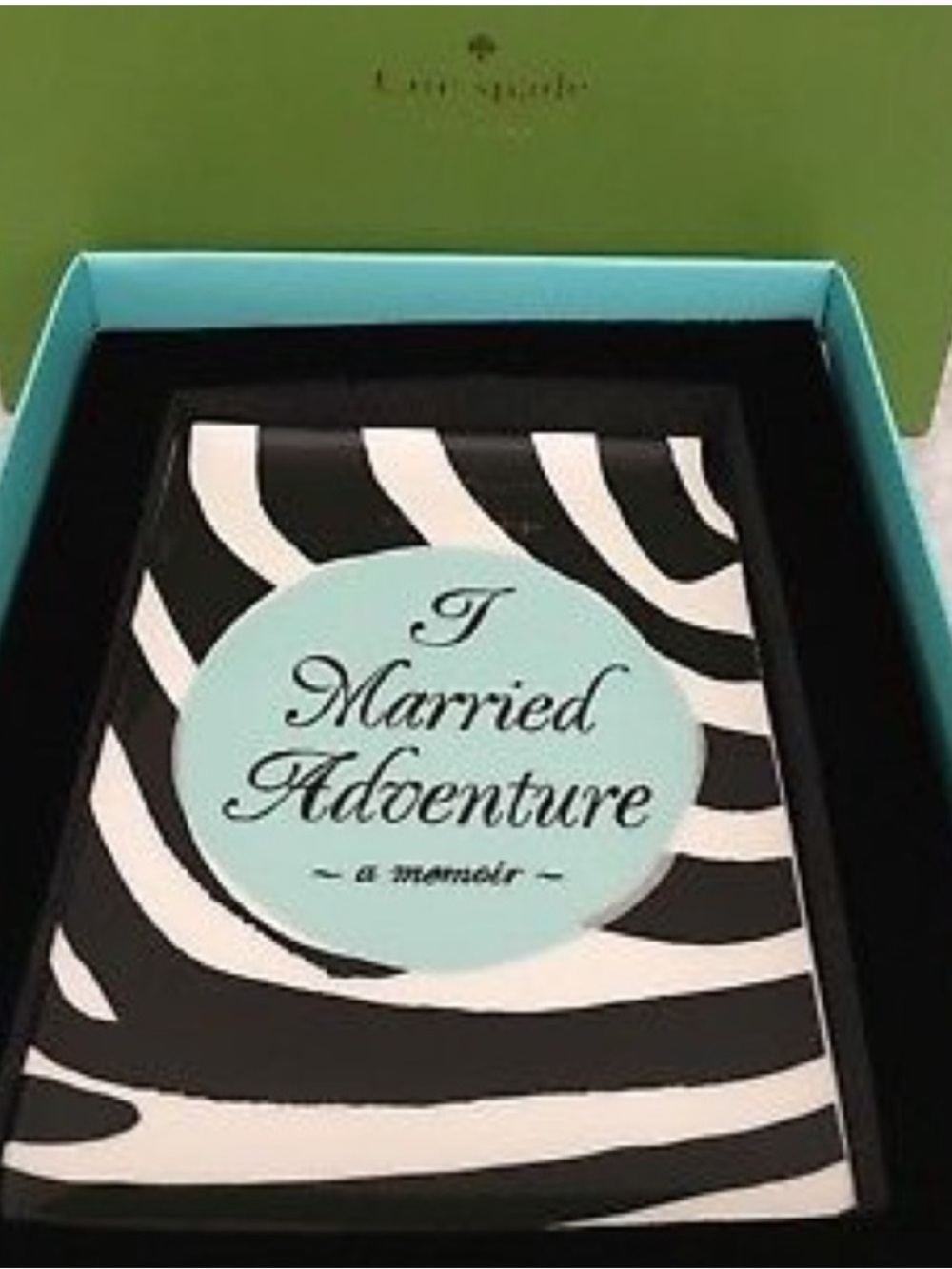 KATE SPADE Lennox Black/Turquoise 'I Married Adventure' Decorative Trinket Tray